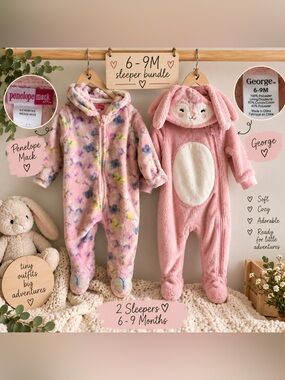 Baby Girl 6–9M Cozy Fleece Sleeper Bundle | George & Penelope Mack